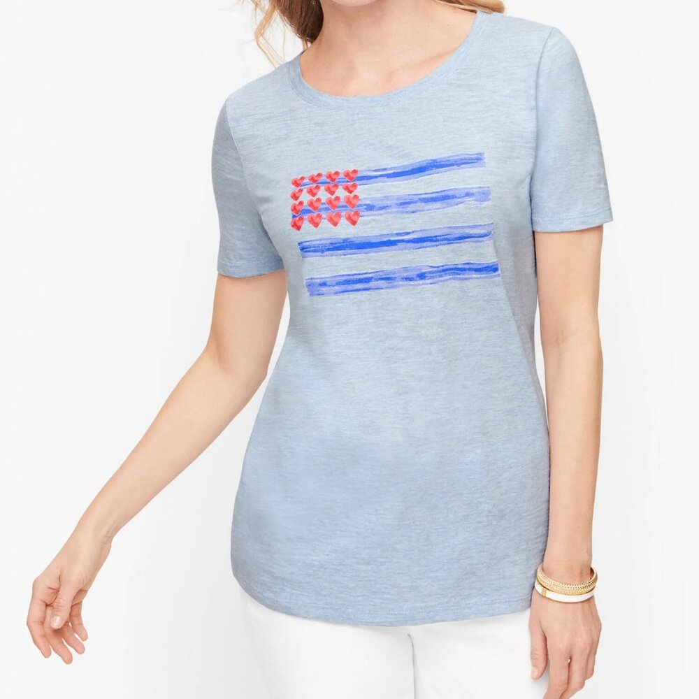 Talbots Heart Spangled Banner Tee, Size M, Like New
